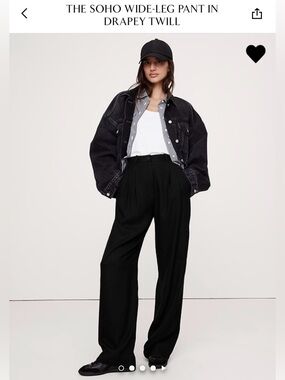 Banana Republic Black SOHO Wide-Leg Pant Drapey Twill